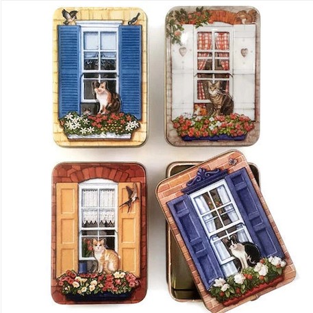 Cat Window Embossed Tin Cat Window Embossed Tin