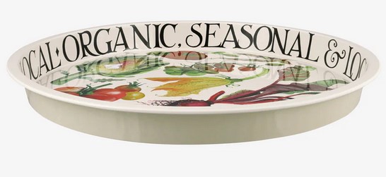 Emma Bridgewater 'Dig The Garden' Deepwell Tablett – 30 Cm Rund, Metal Tablett Mit Gemüse-Motiv