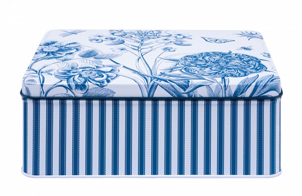 Sanderson Etchings and Roses Deep Rectangle Tin